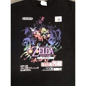 Vintage Legend of Zelda Link on Horse Nintendo N64 100% Cotton Black T Shirt Med